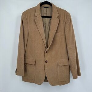 Vintage Mens Corduroy‎ Blazer Jacket Tan Brown 42R Academia Preppy Old Money Ivy